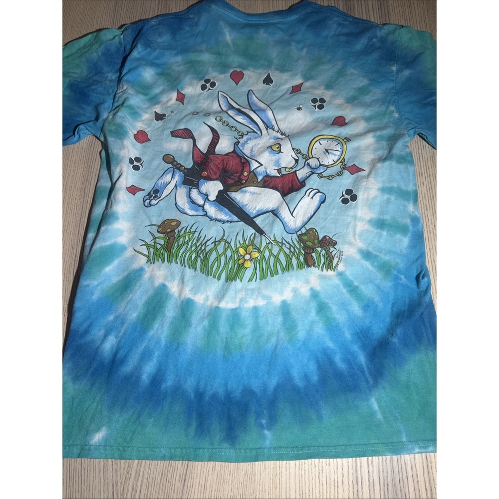 Vtg 2003 Liquid Blue Alice In Wonderland Tie Dye Shirt Brian Fox Caterpillar M - Picture 14 of 16